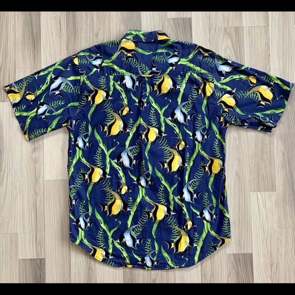 Vintage Angelfish Seaweed Print Button Down. XLT - Picture 5 of 9